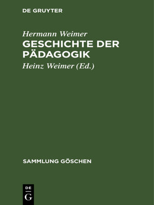 cover image of Geschichte der Pädagogik
